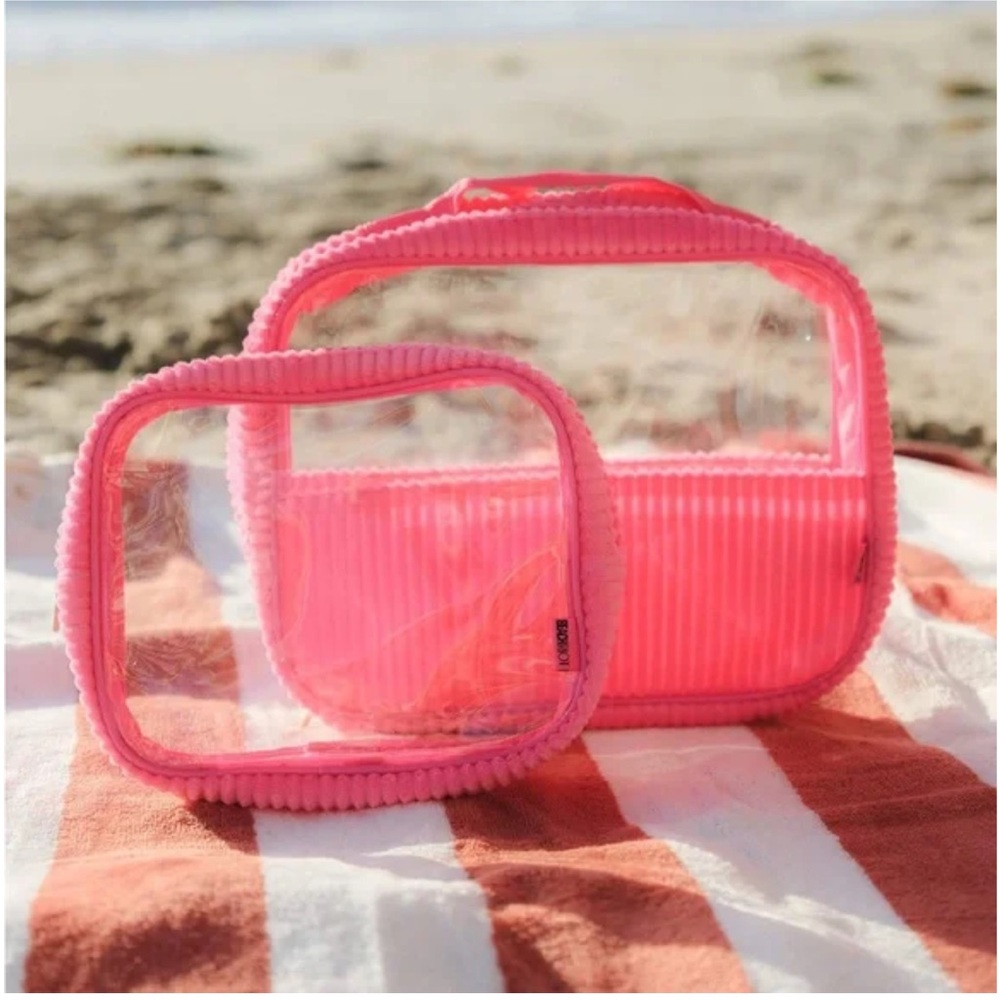 Beach Riot Clear Pink Cosmetic/Travel Bag Set